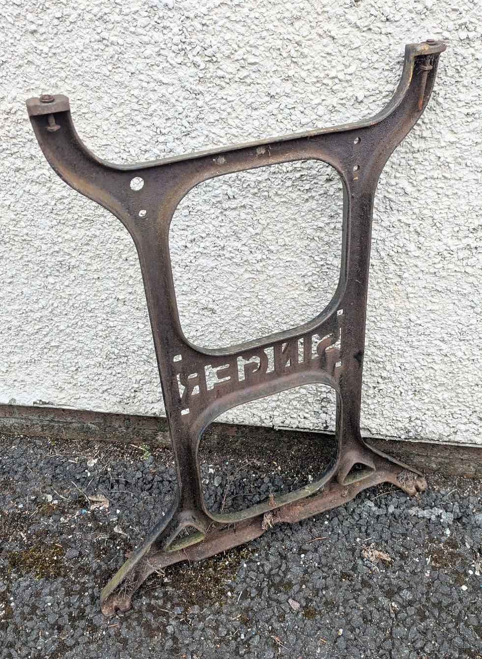 Thumbnail: Victorian Singer sewing machine table cast iron end 