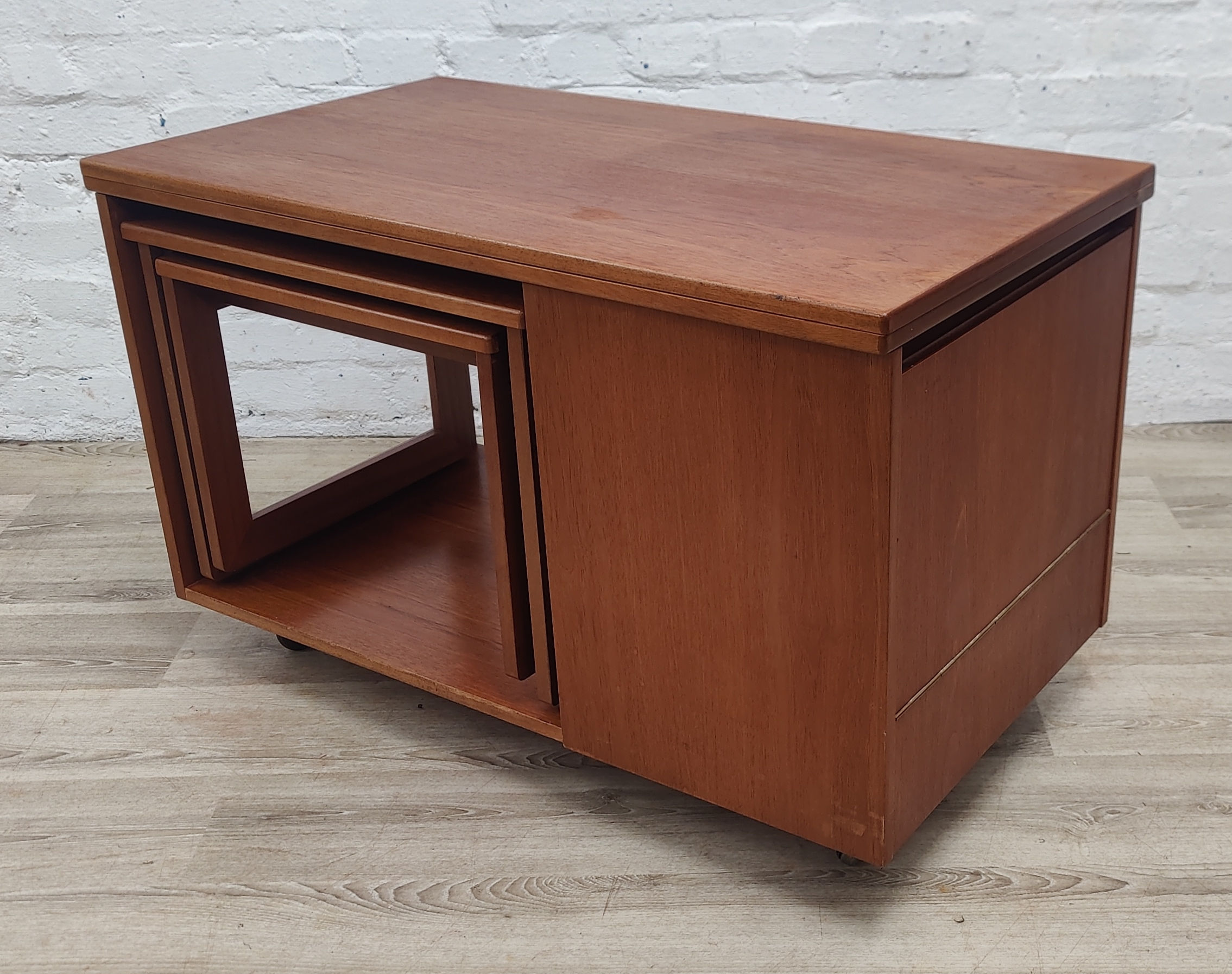 Mid century Tristor metamorphic teak nest of tables by McIntosh
