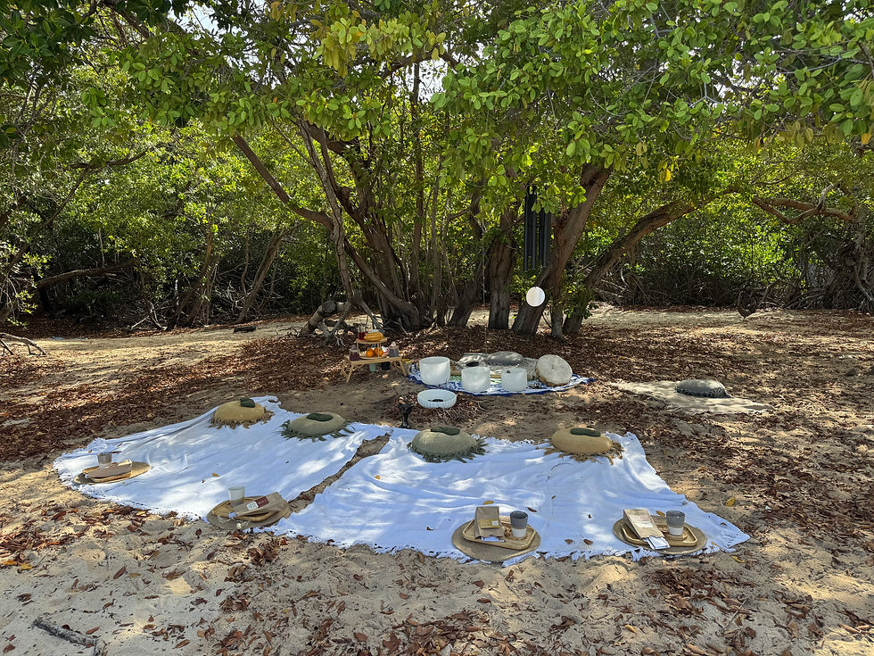 Kakao-Zeremonie am Strand von Santo Largo