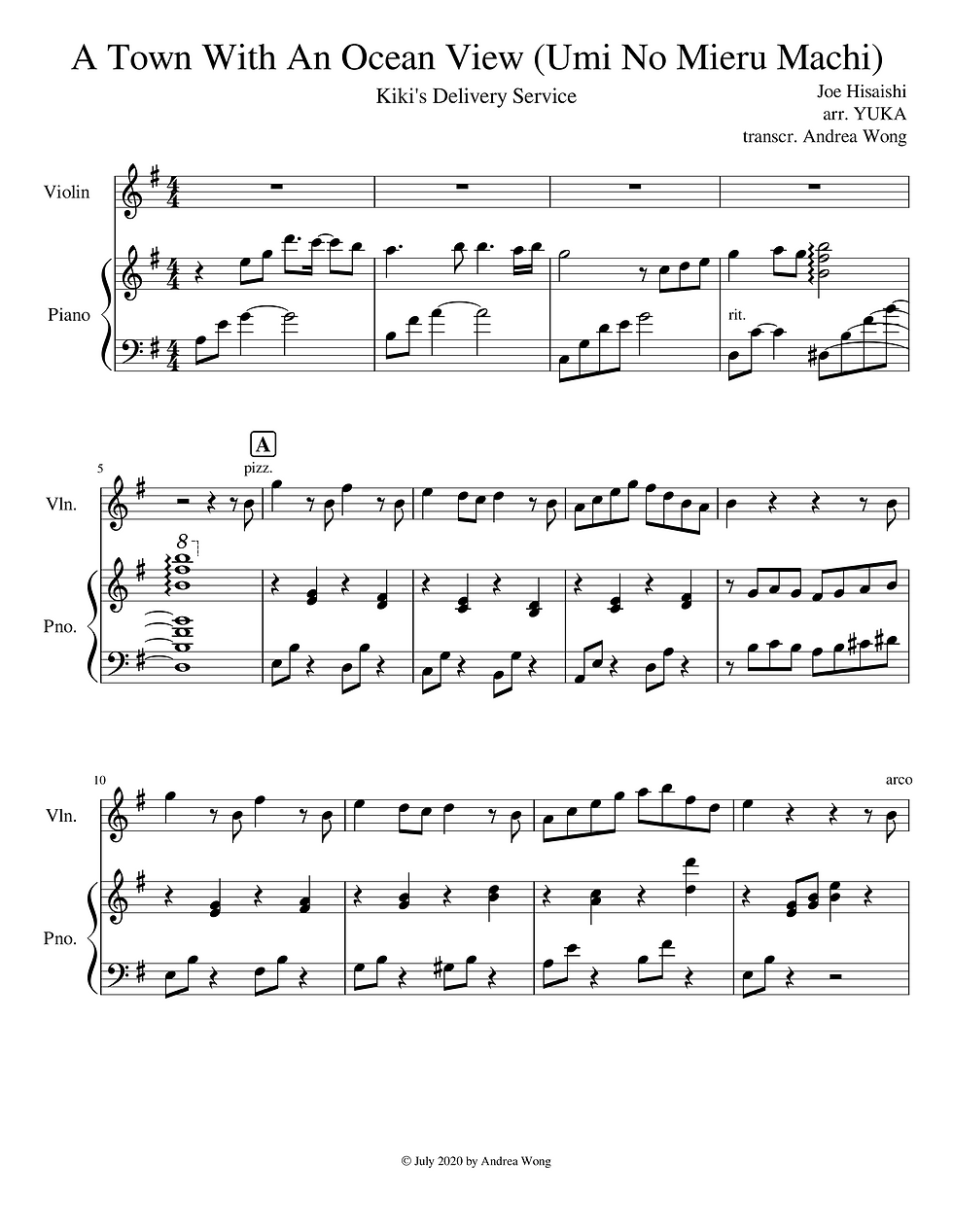 A Town With An Ocean View - Partially Transcribed