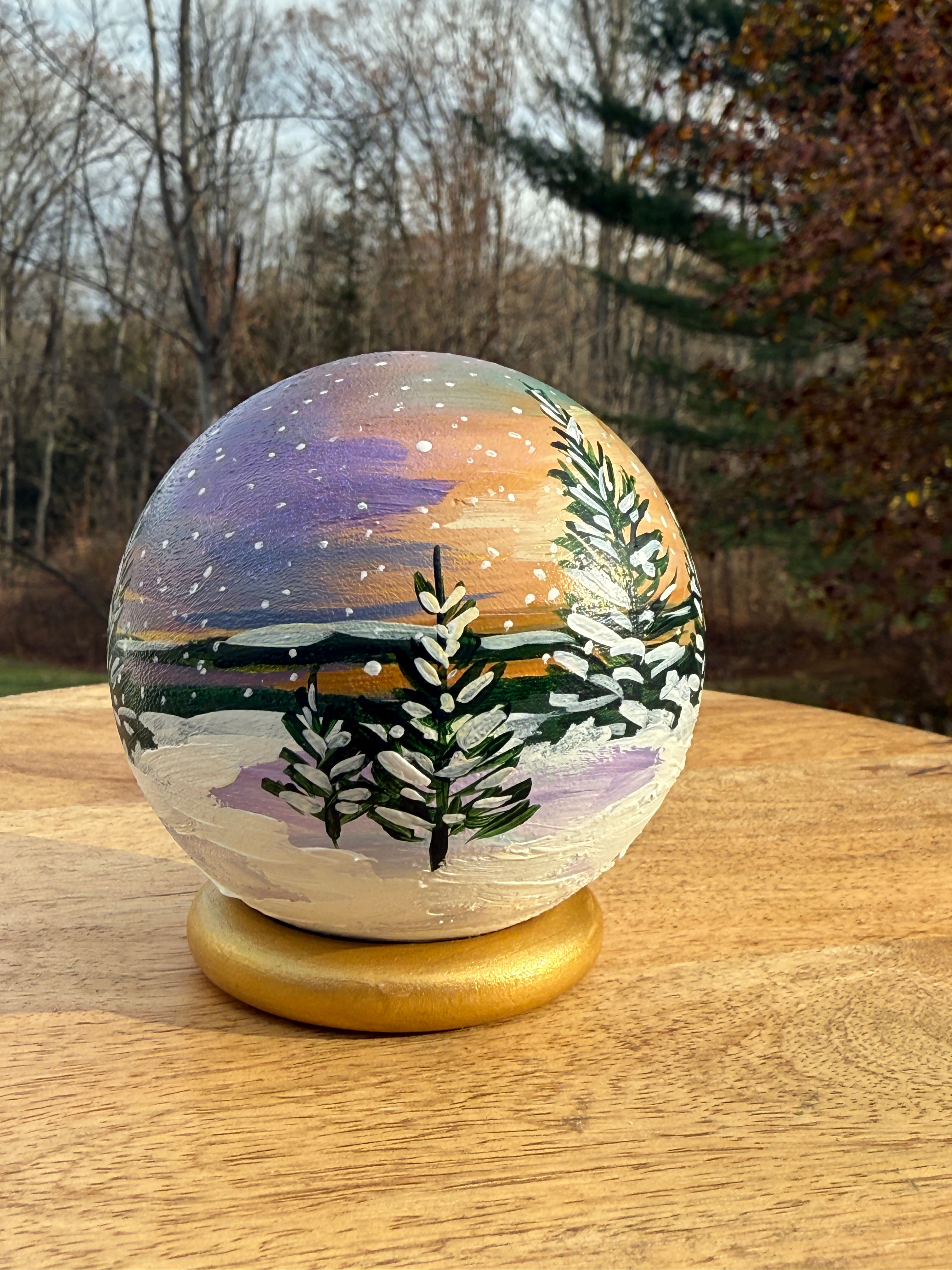 Violet skys snow globe