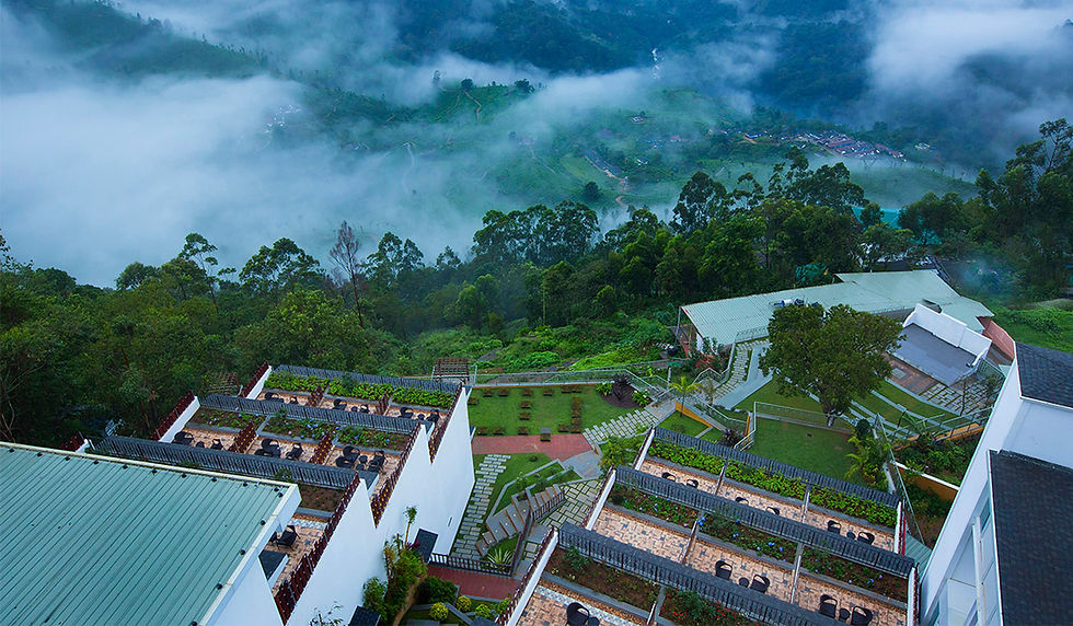 A resort will valley view in Munnar.