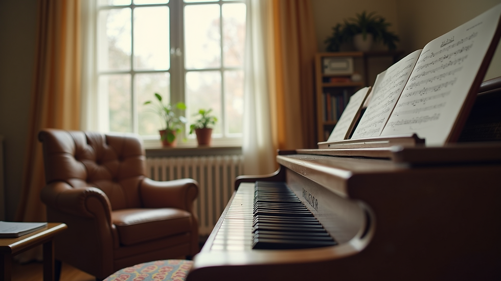 A cozy home study space for learning piano