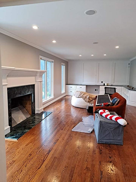 Living room painted light gray and white