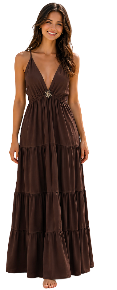 Miniature : Robe Longue Bohème Décolleté V