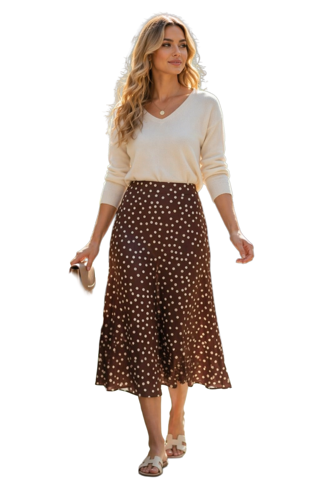 Jupe midi à pois