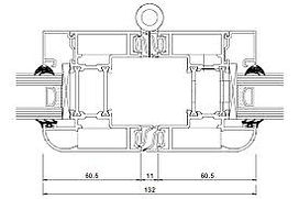 bi fold door profile techinical drawing cross section with sizes