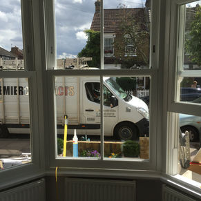 Victorian sliding windows internal view during the installation by premier contracts in Enfield hertfordshire