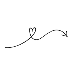 black wavy heart shaped arrow pointed to welcome text paragraph