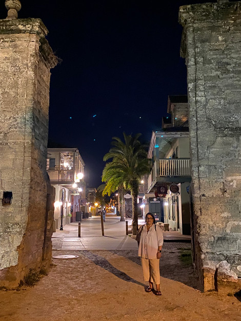 City Gates in St. Augustine at night during a ghost tour.
