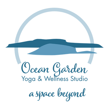Ocean Garden Yoga & Wellness Studio Logo in shades of blue