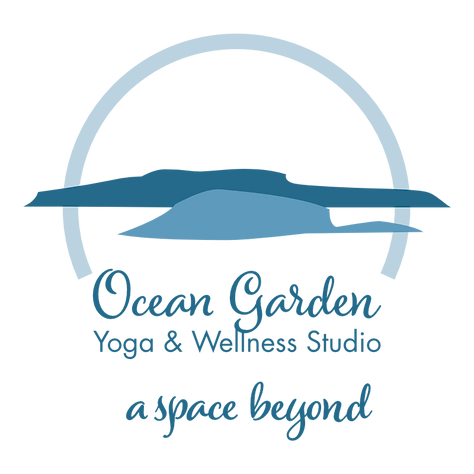 Ocean Garden Yoga & Wellness Studio Logo in shades of blue