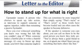 Letter to the Editor: How To Stand Up For What Is Right