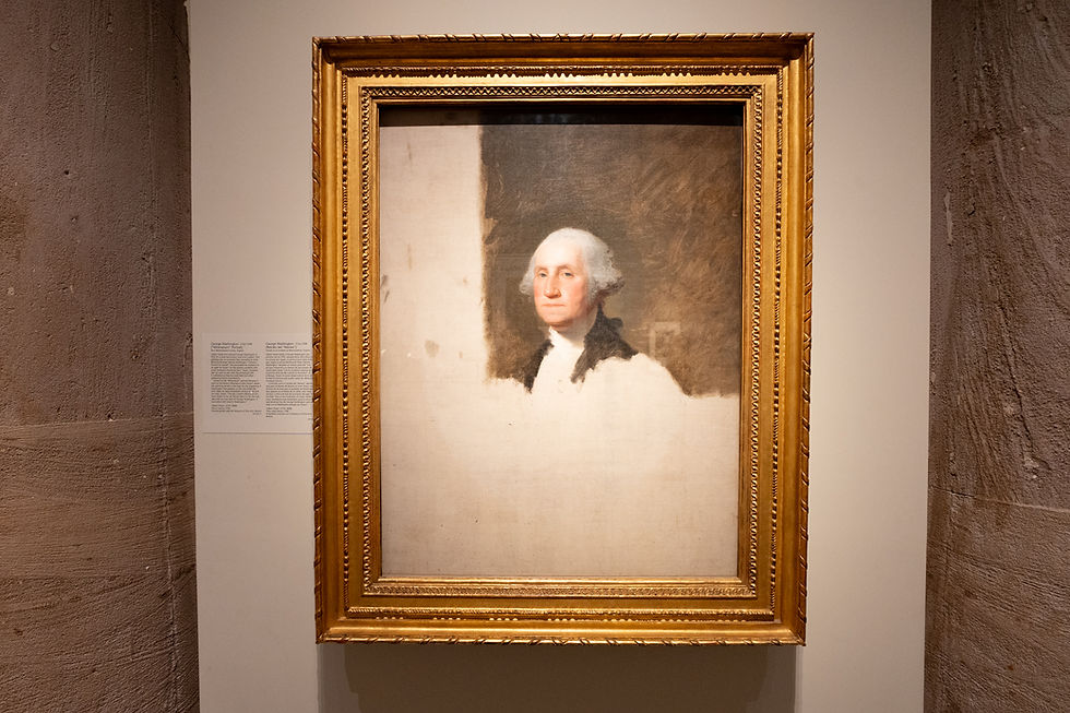 George Washington by Gilbert Stuart is the basis of the image on the $1 bill.
