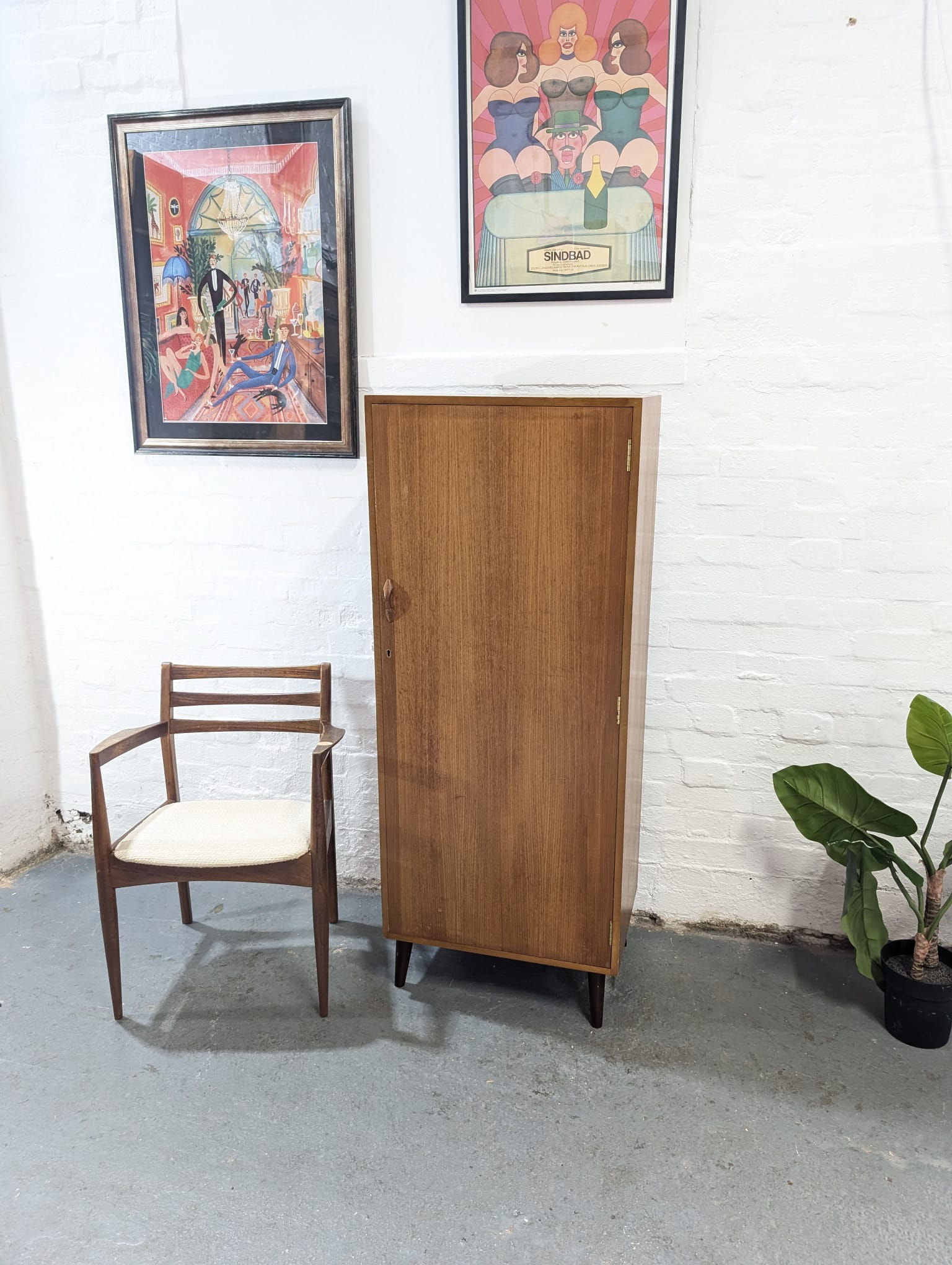 Mid Century Teak Slim Wardrobe 