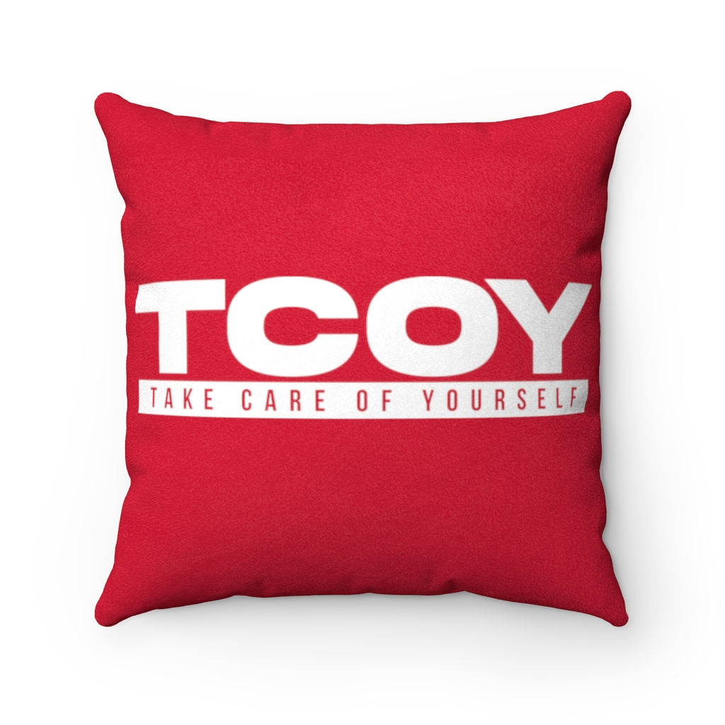 TCOY Red Suede Square Pillow