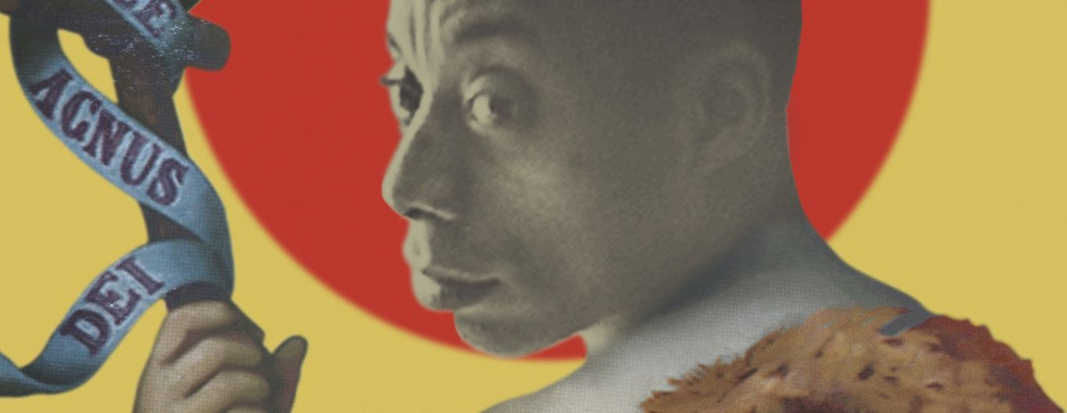 Digital collage between James Baldwin and Vodou saint, Ti Jean Dantor