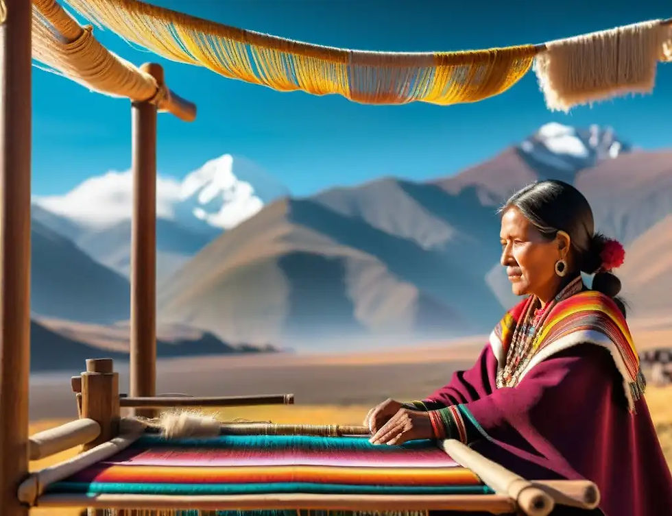 Tapiz Aymara centenario expuesto en San Luis, mostrando técnicas ancestrales y colores vibrantes.