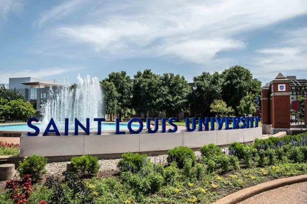 "Saint Louis University campus as the institution announces staffing reductions following an enrollment decline."