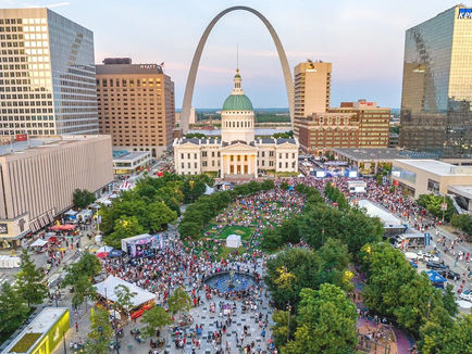 “Families enjoying St. Louis weekend events including performances, festivals, and entertainment activities.”