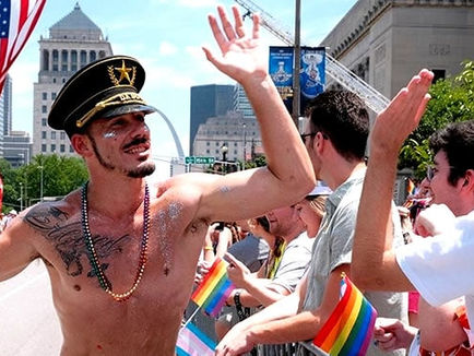 St. Louis Pride Month 2026 celebration featuring rainbow flags, community members and PrideFest events in downtown St. Louis.
