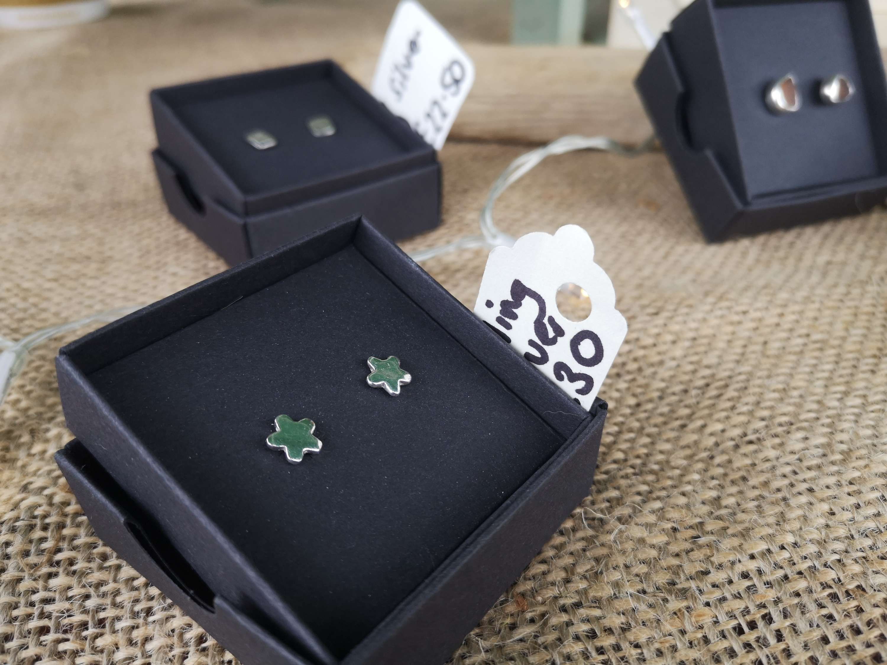 Solid silver flower stud earrings
