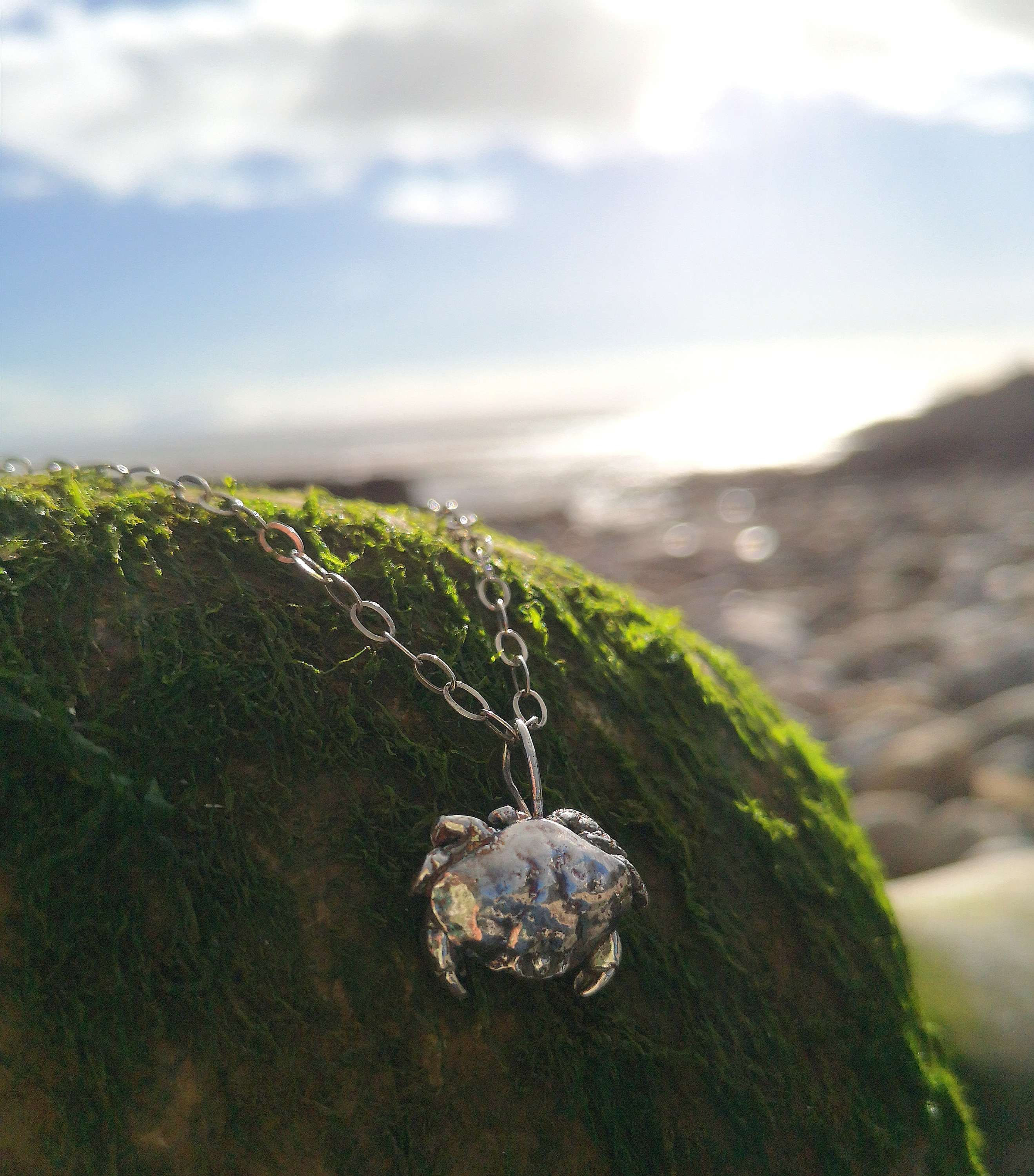 *One ONLY* Unique Solid silver Oxwich found Crab pendanr