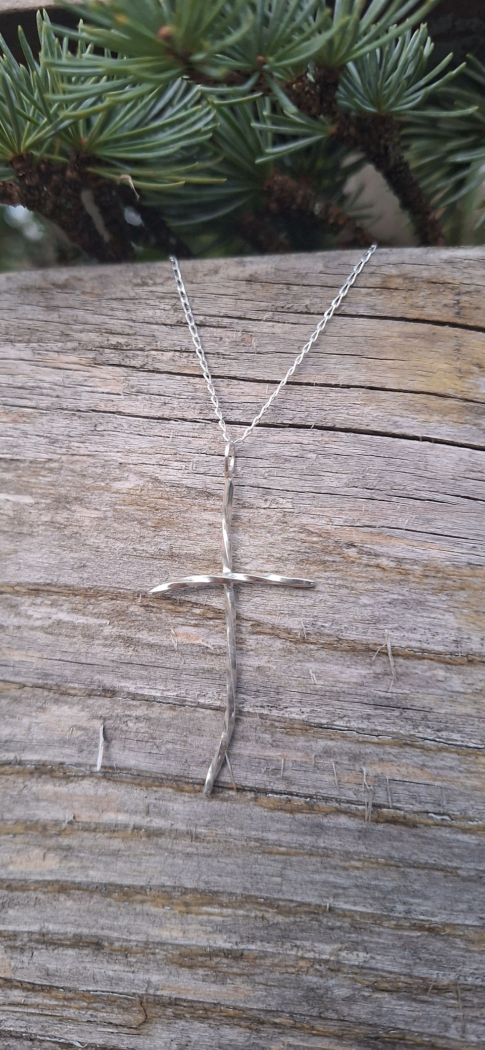 Thumbnail: Twisted sterling silver cross pendant