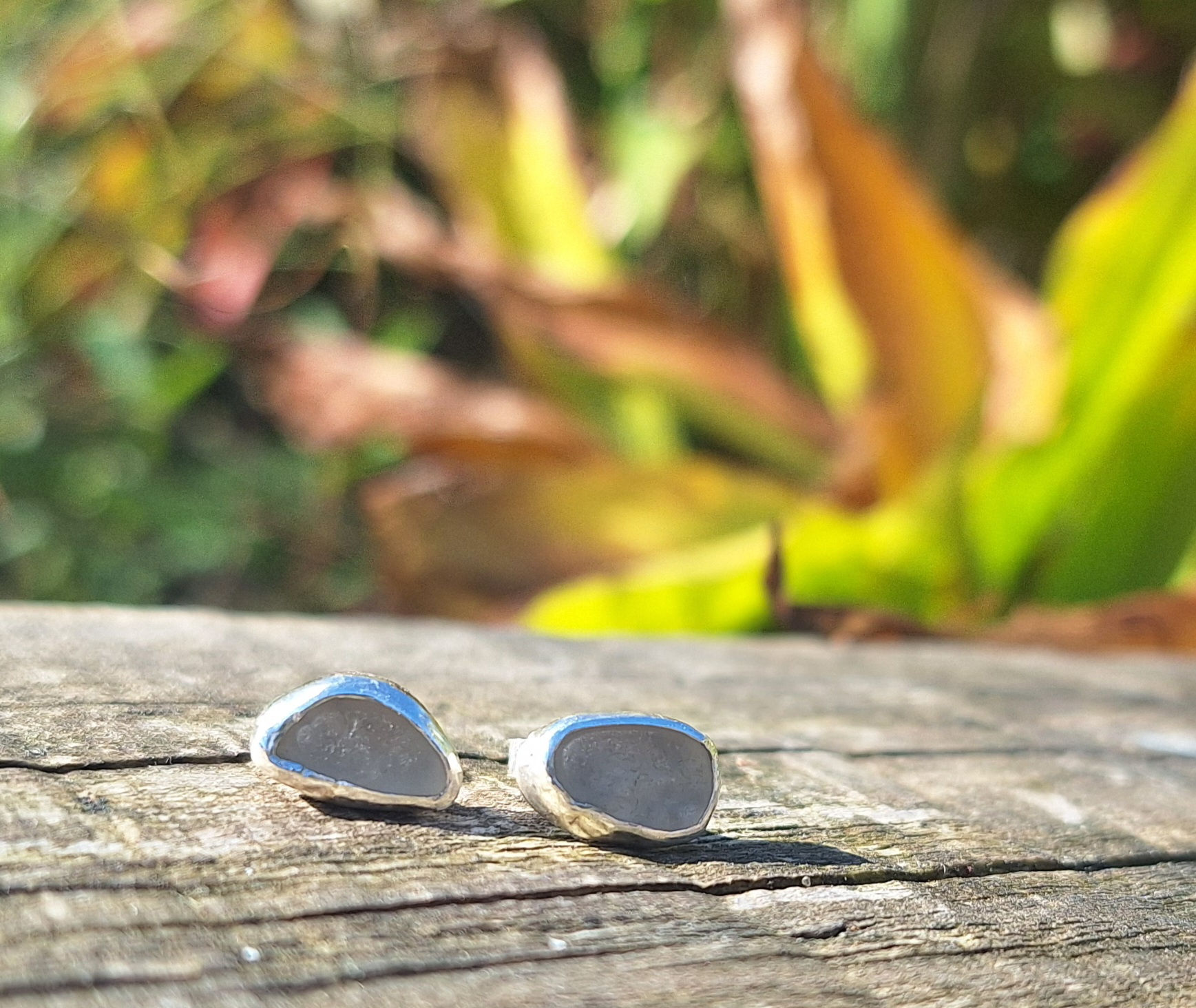 Welsh seaglass and sterling silver stud earrings