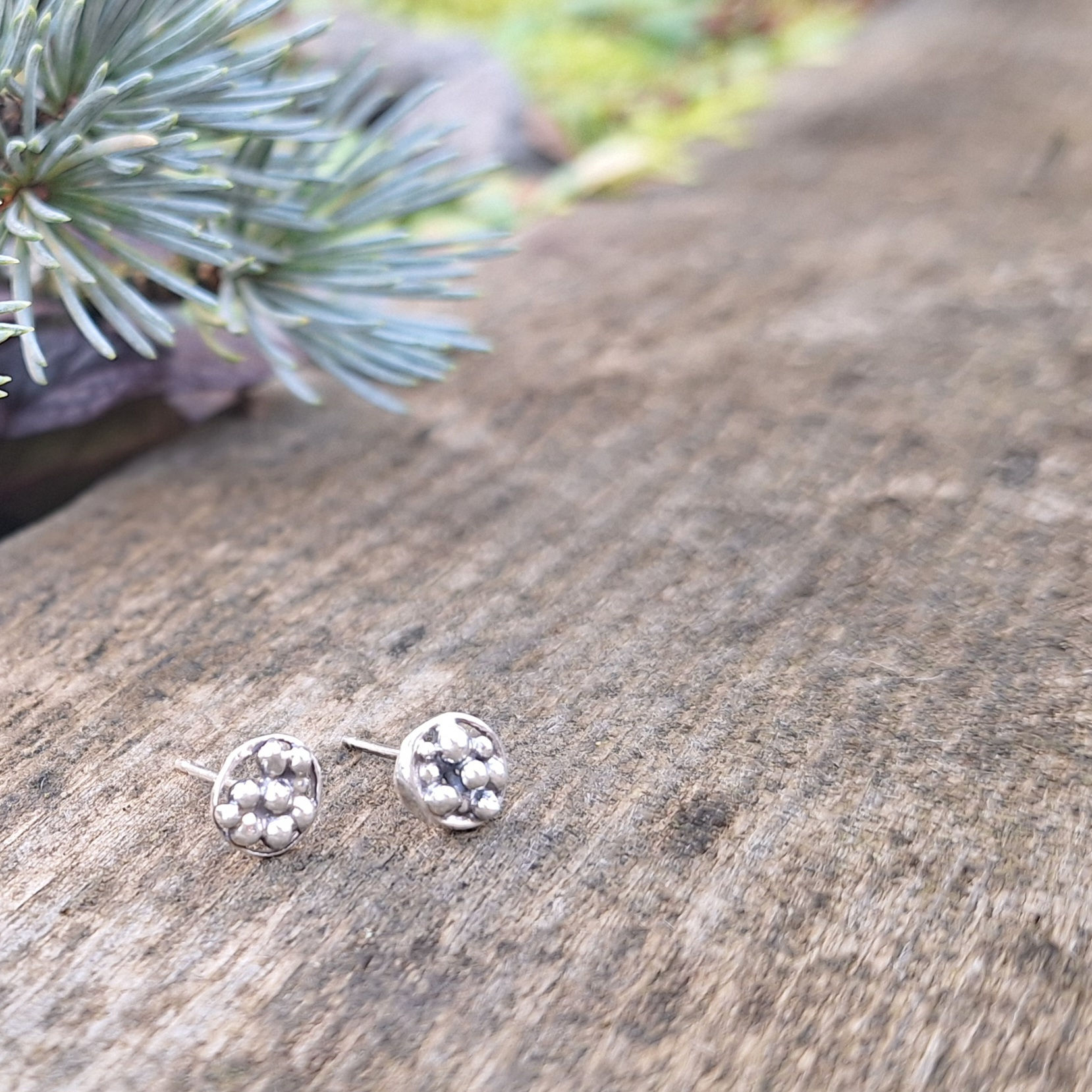 Sterling silver pebble stud earrings