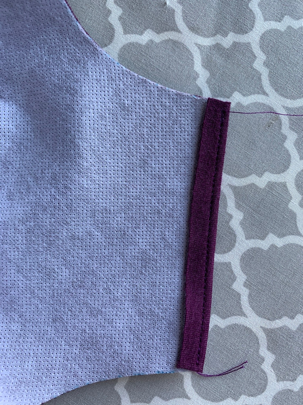 Stitch the folded and pressed seam allowance close to the edge on the Inside pieces.