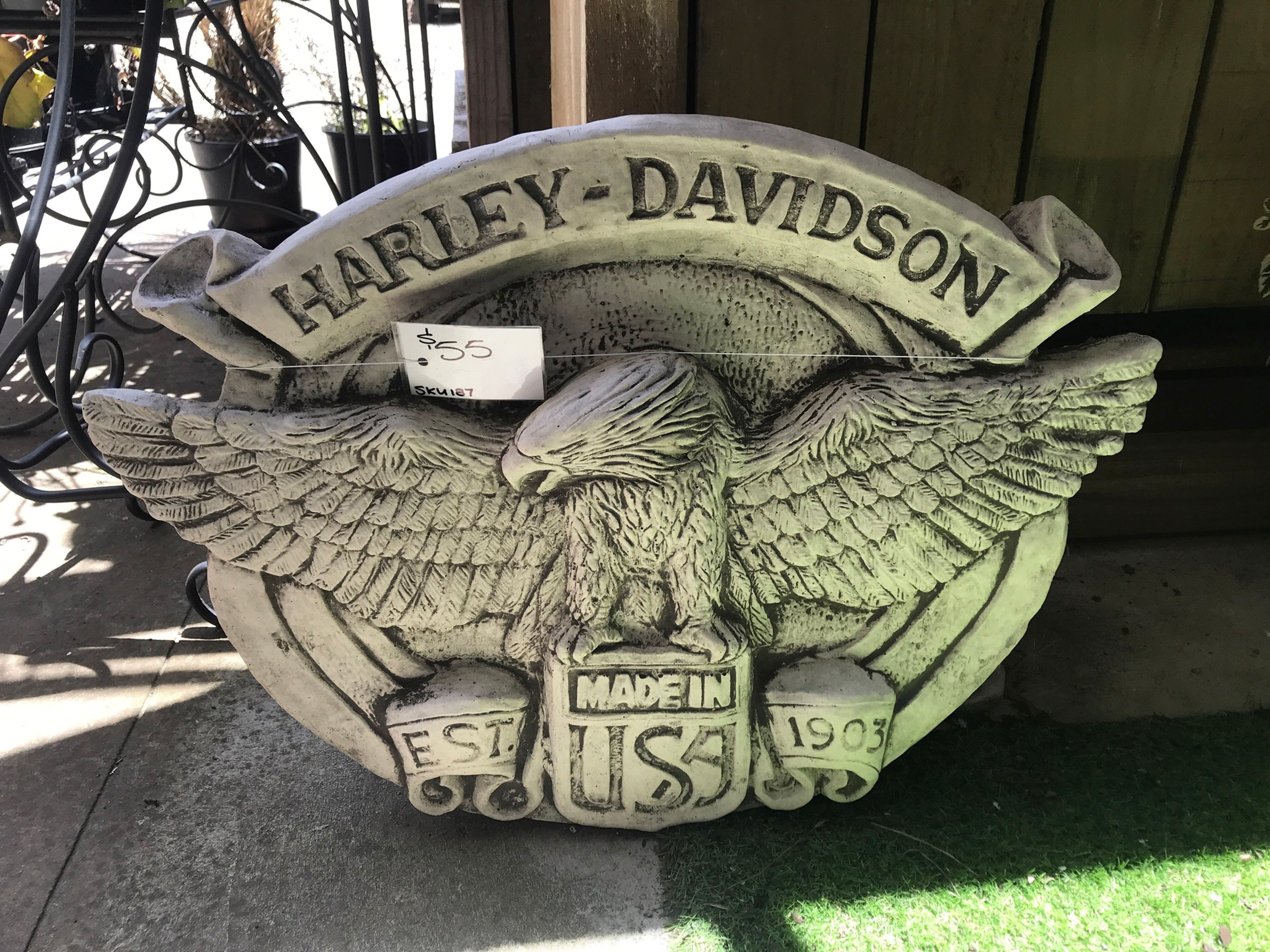 Harley Davidson Concrete Plaque 