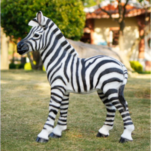 72cm standing zebra poly resin statue in outdoor garden setting