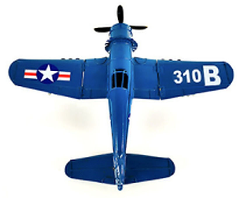 Blue US Navy Corsair-style fighter plane model 41cm