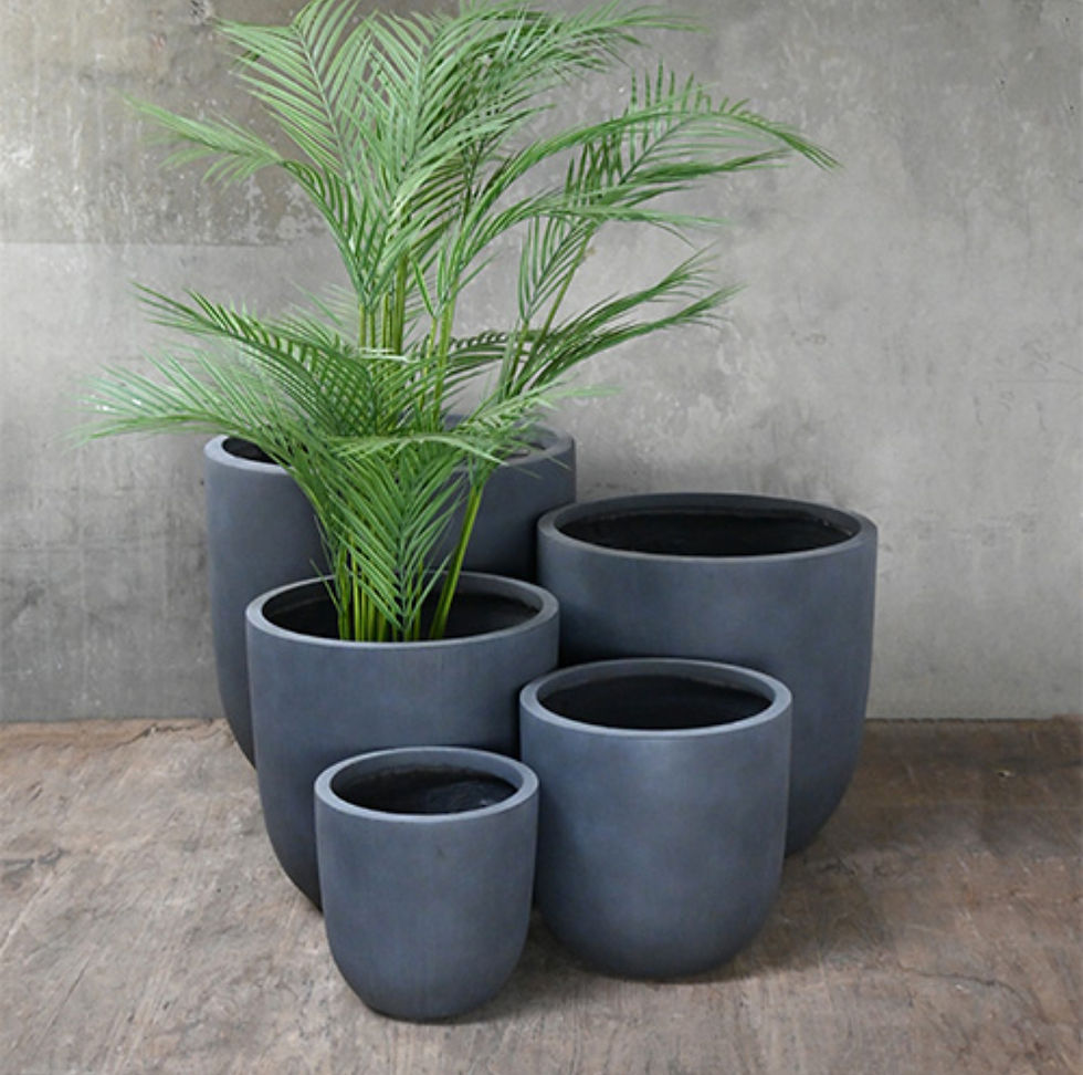 set of 5  GardenLite Egg pot lightweight outdoor planter