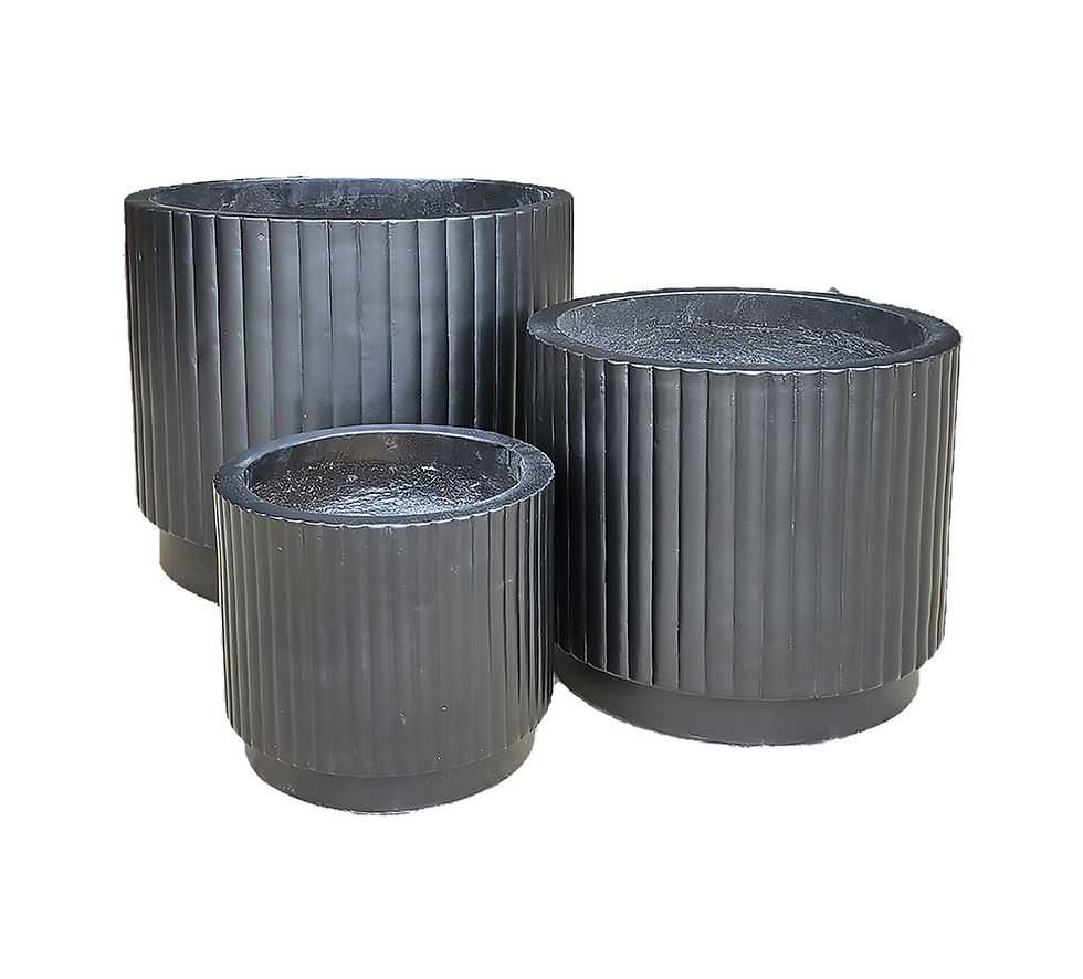 Modern ribbed outdoor planter with textured finish