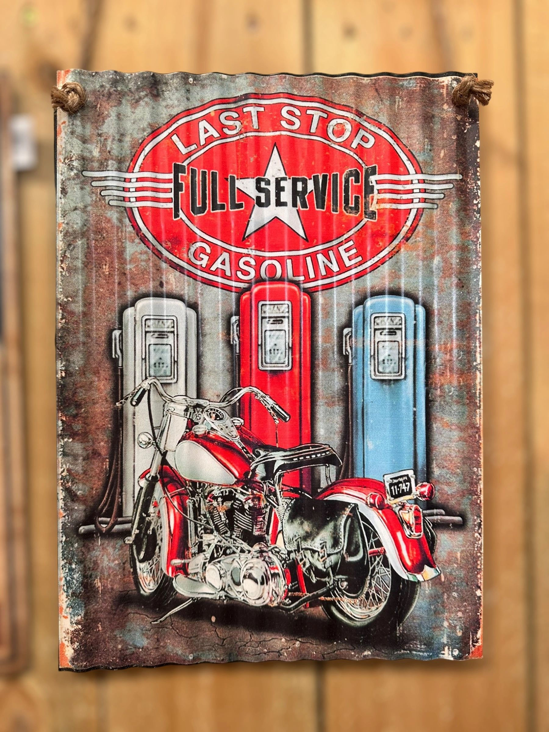 Last Stop Gasoline Sign
