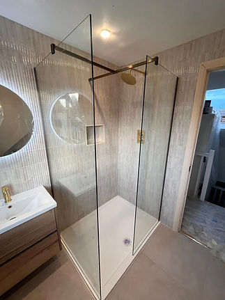 New bathroom installation with a shower