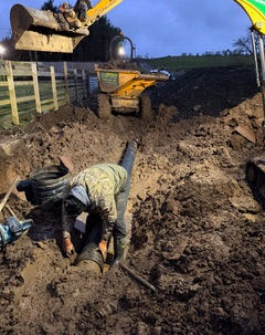 Groundworks on an evening