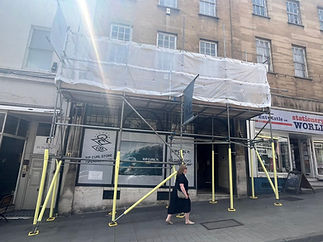 Scaffolding outside a Rip Curl store opening soon on a UK high street