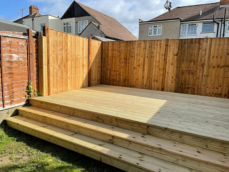 Decking with a new fence