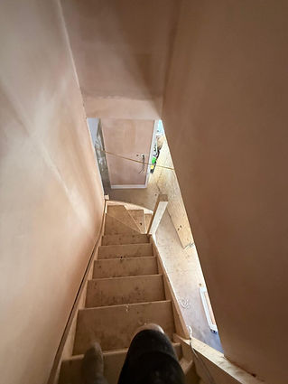 View down the stairs