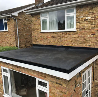 A house extension with a flat Rubberbond roof