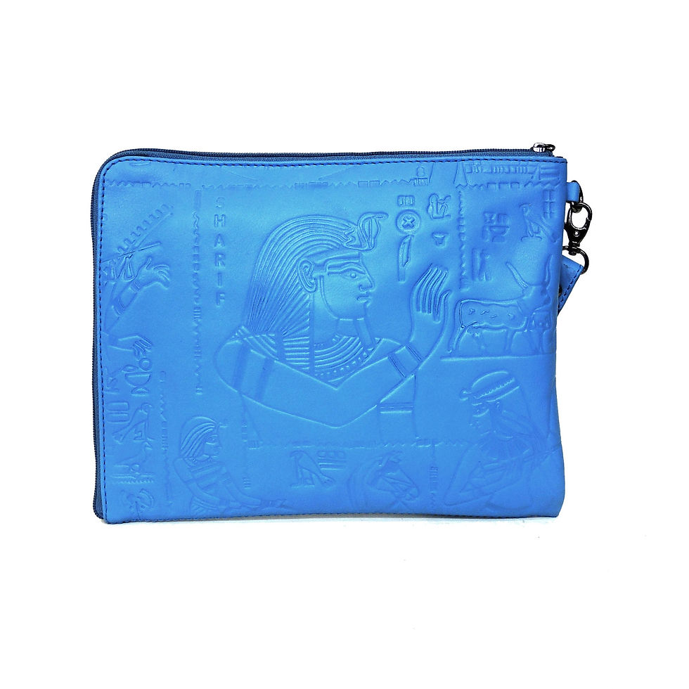 Thumbnail: "Hieroglyphics" Embossed Leather Zip Top Clutch