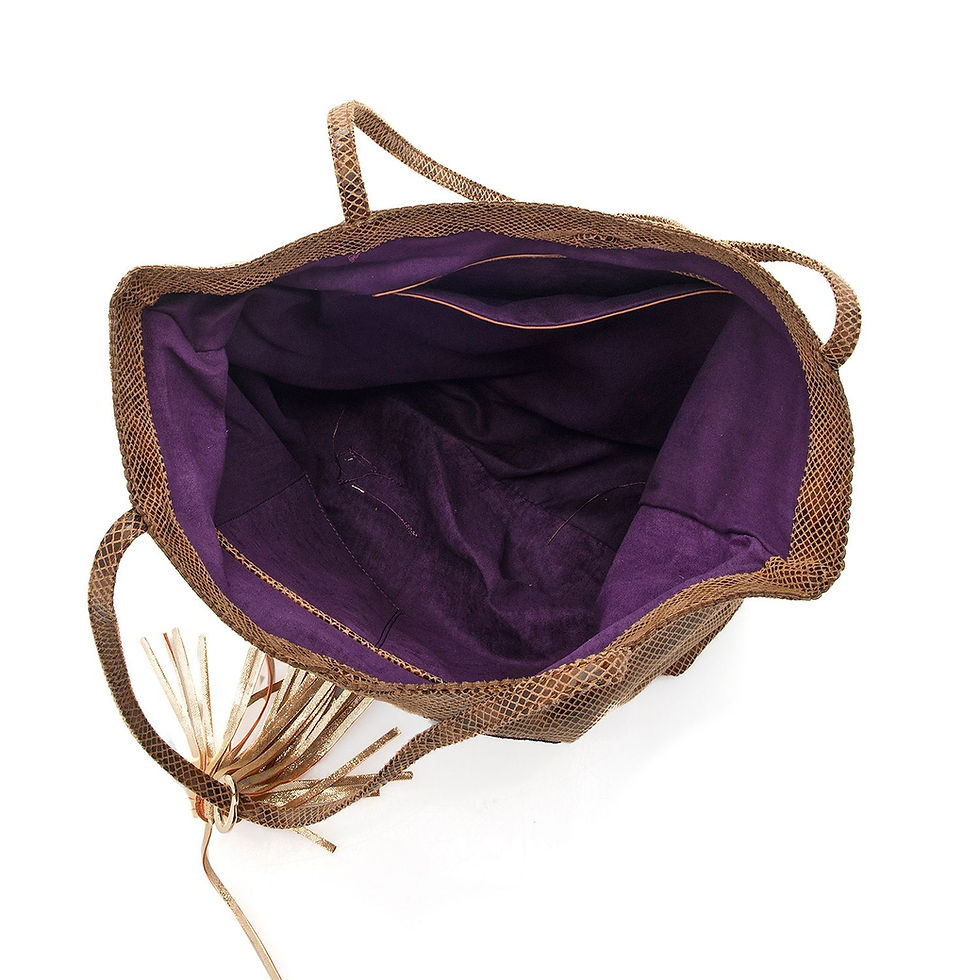 Thumbnail: "Egyptian Icon" Vegan Leather Shopper Tote w/ Removable Tassel keychain