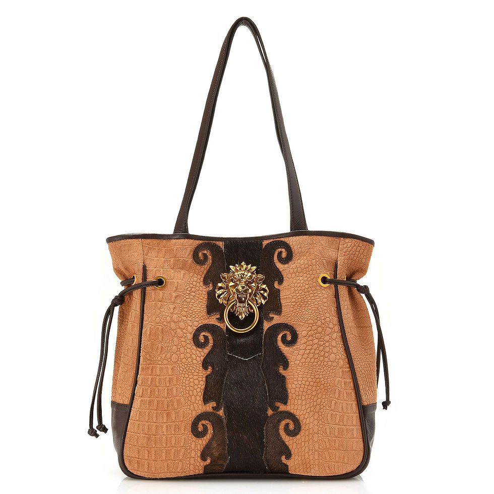 Thumbnail: Lions Gate Knocker Leather & Haircalf Tote Bag w/ Magic Wallet