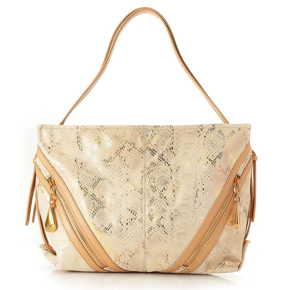 Thumbnail: "Anaconda Tears" Printed Leather Slouchy Tote Satchel