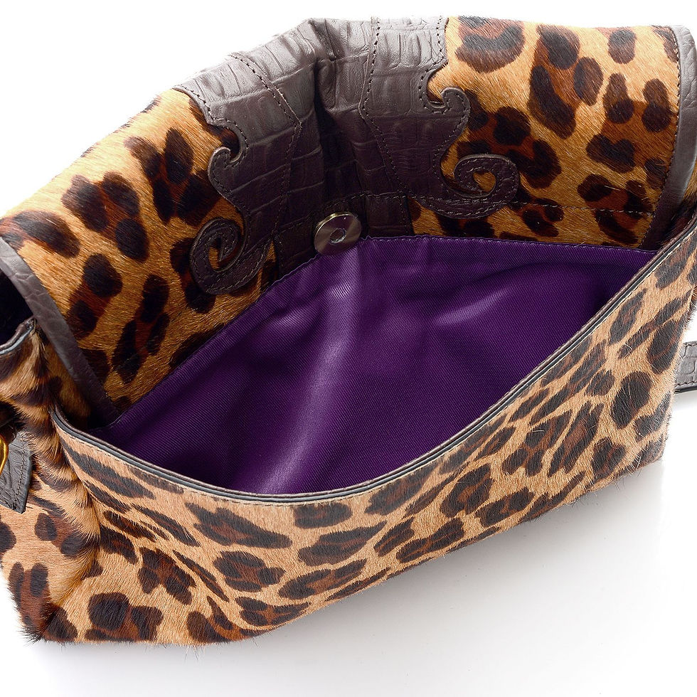Thumbnail: Sharif Museum "Lion" Haircalf & Croco Embossed Leather Messenger Bag