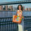 Thumbnail: "52 Roses" Leather Cut-out Flower Tote w/ Snap-in Pouch & Key Chain