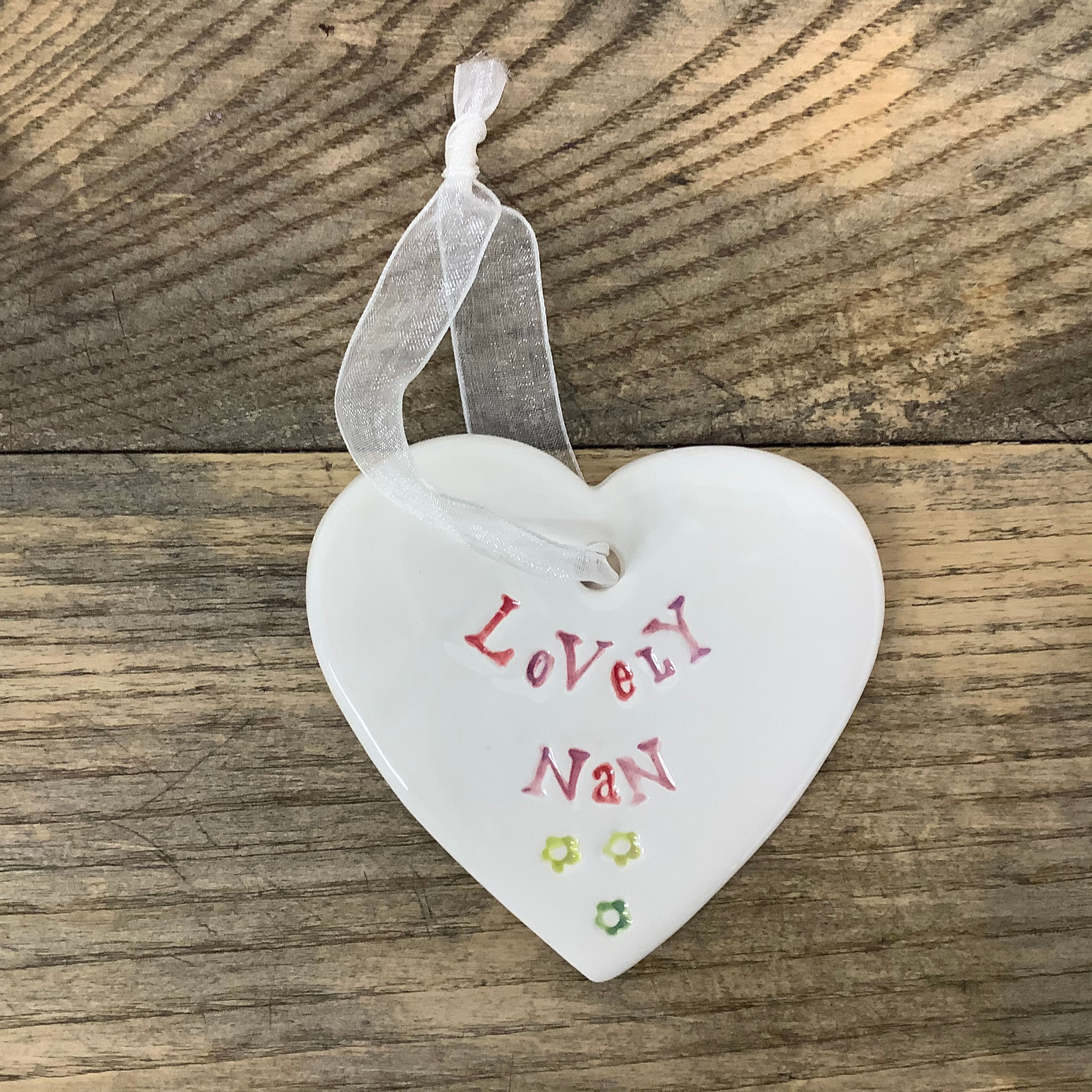 Handmade Ceramic Heart ‘Lovely Nan’